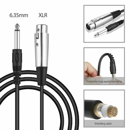 5 Core Microphone Cable 2.5M 16 Feet Female Xlr To 1/4 P-38 Mono Audio Jack Mic Cable 2.5m